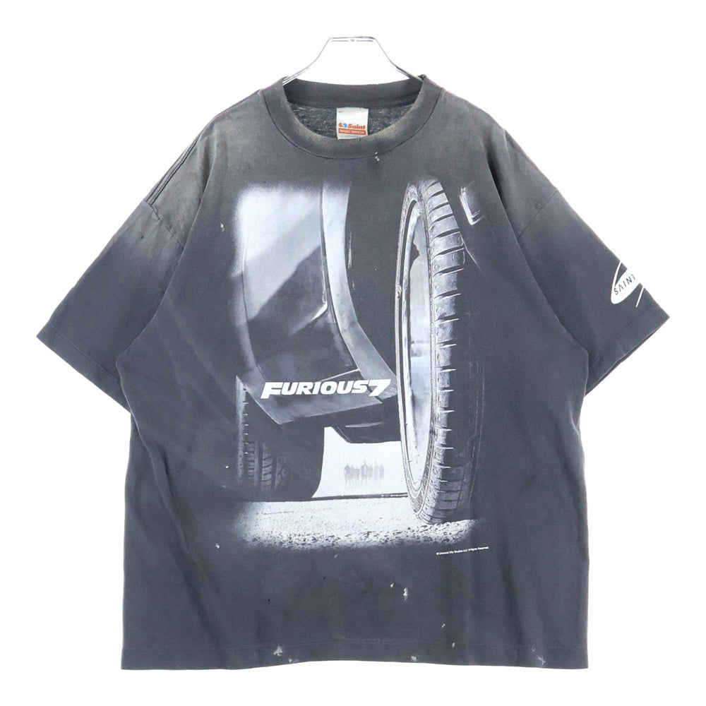 SAINT MICHAEL(セントマイケル) 25AW ×Fast&Furious SS TEE FURIOUS 7 SM-HR1-0000-C74 ムービープリント半袖Tシャツ ブラック