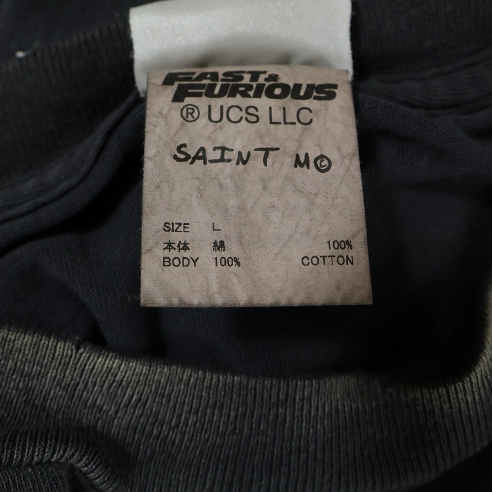 SAINT MICHAEL(セントマイケル) 25AW ×Fast&Furious SS TEE FURIOUS 7 SM-HR1-0000-C74 ムービープリント半袖Tシャツ ブラック