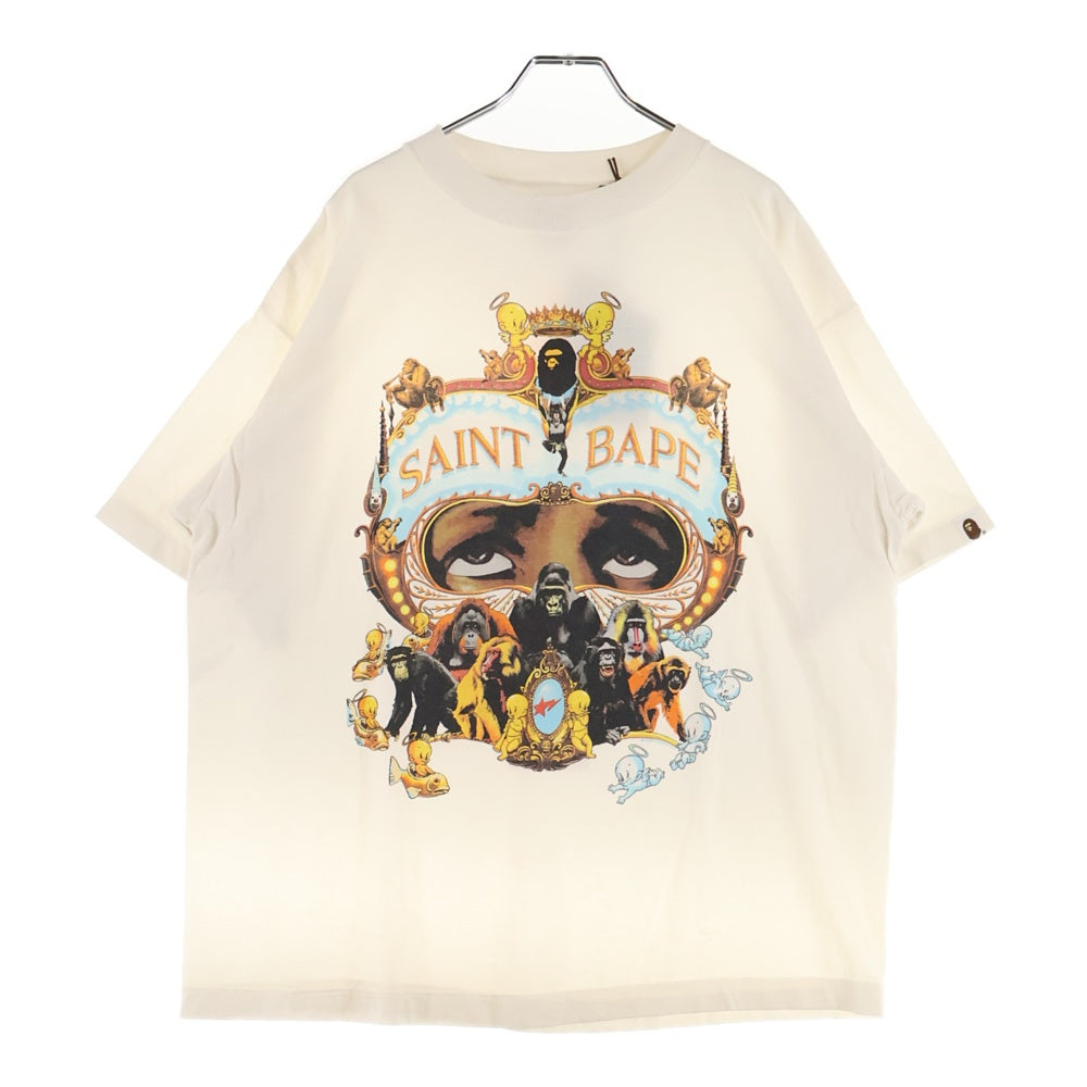 SAINT MICHAEL(セントマイケル) 25AW ×A BATHING APE BAPE SS TEE GENERATION SM-HR1-0000-C36 ×アベイシングエイプ プリント半袖Tシャツ ホワイト