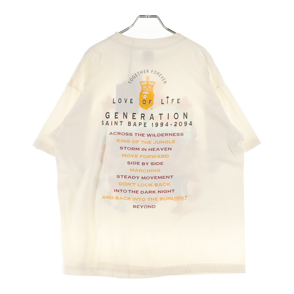 SAINT MICHAEL(セントマイケル) 25AW ×A BATHING APE BAPE SS TEE GENERATION SM-HR1-0000-C36 ×アベイシングエイプ プリント半袖Tシャツ ホワイト