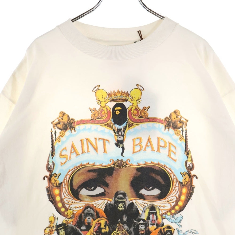 SAINT MICHAEL(セントマイケル) 25AW ×A BATHING APE BAPE SS TEE GENERATION SM-HR1-0000-C36 ×アベイシングエイプ プリント半袖Tシャツ ホワイト