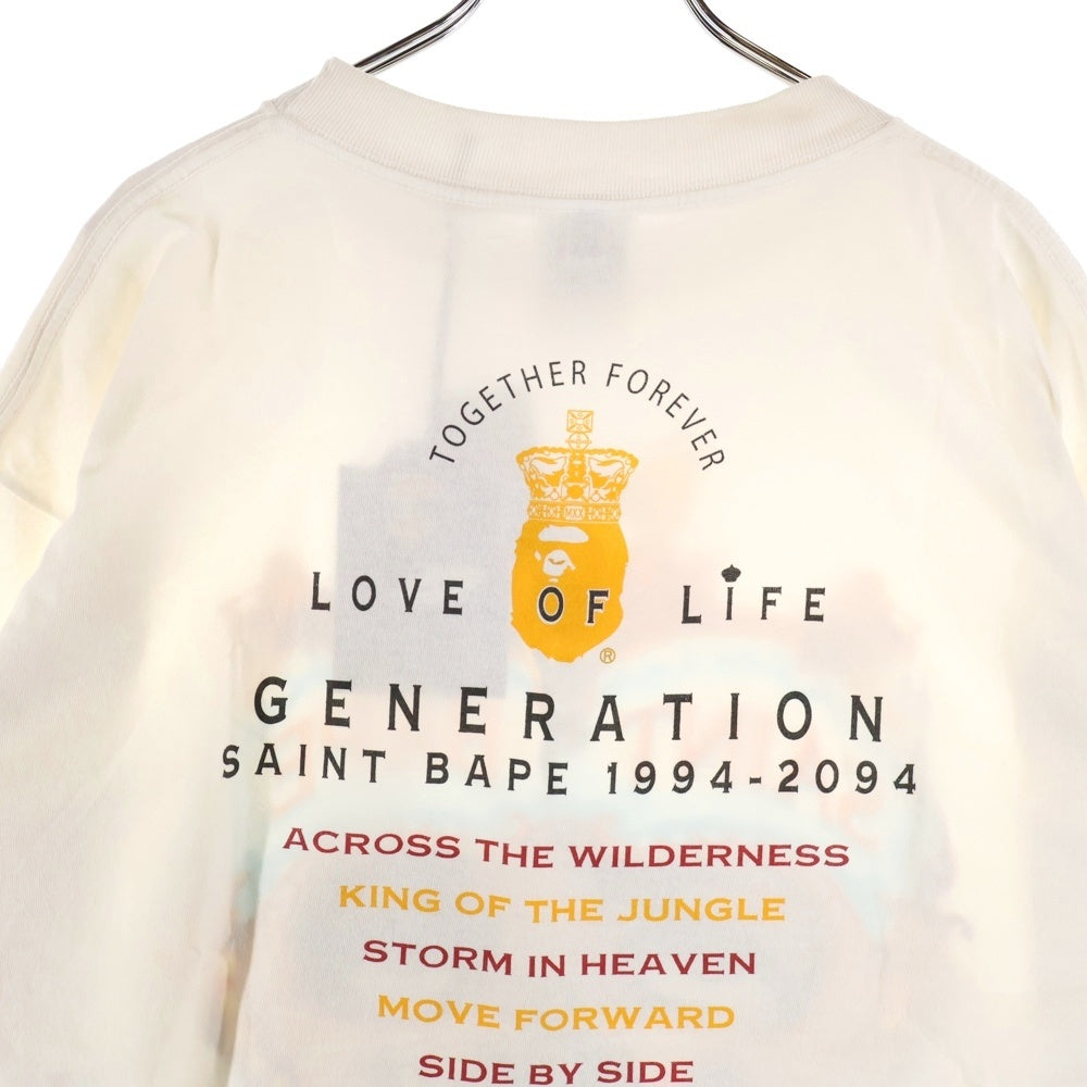 SAINT MICHAEL(セントマイケル) 25AW ×A BATHING APE BAPE SS TEE GENERATION SM-HR1-0000-C36 ×アベイシングエイプ プリント半袖Tシャツ ホワイト