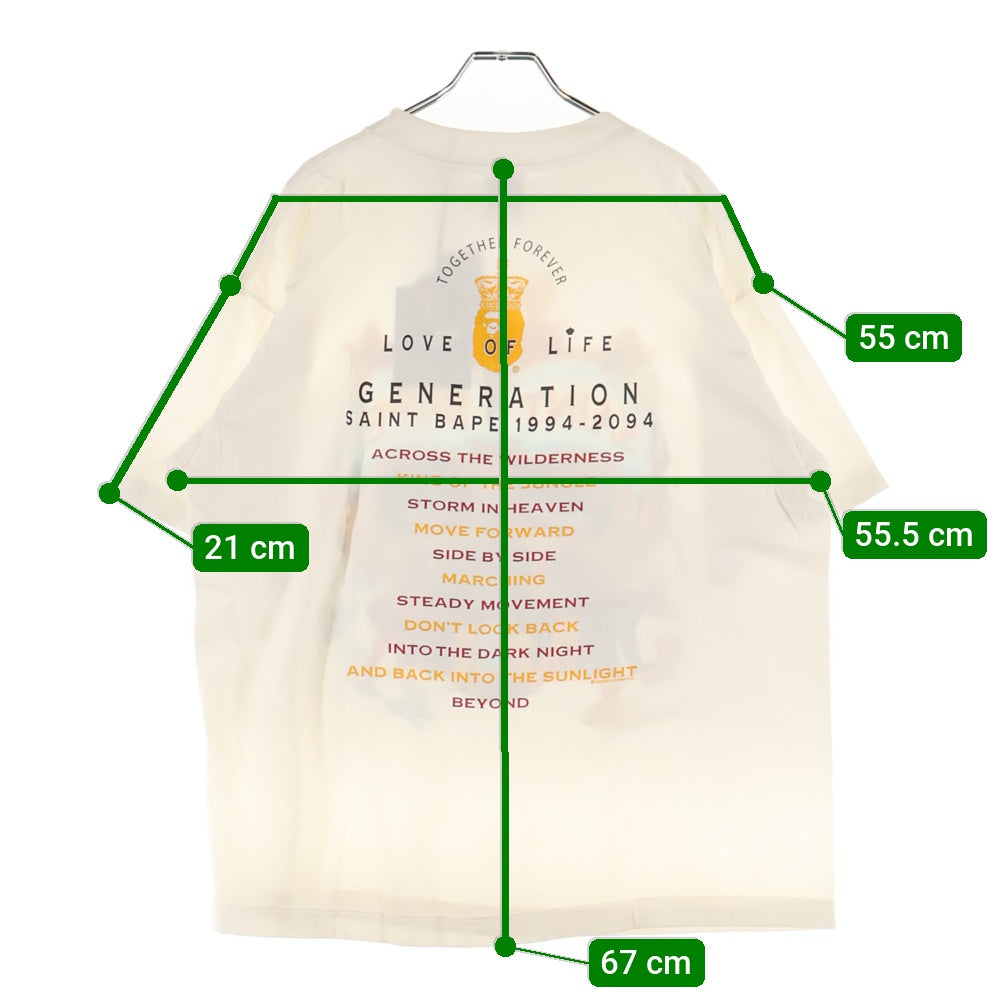 SAINT MICHAEL(セントマイケル) 25AW ×A BATHING APE BAPE SS TEE GENERATION SM-HR1-0000-C36 ×アベイシングエイプ プリント半袖Tシャツ ホワイト