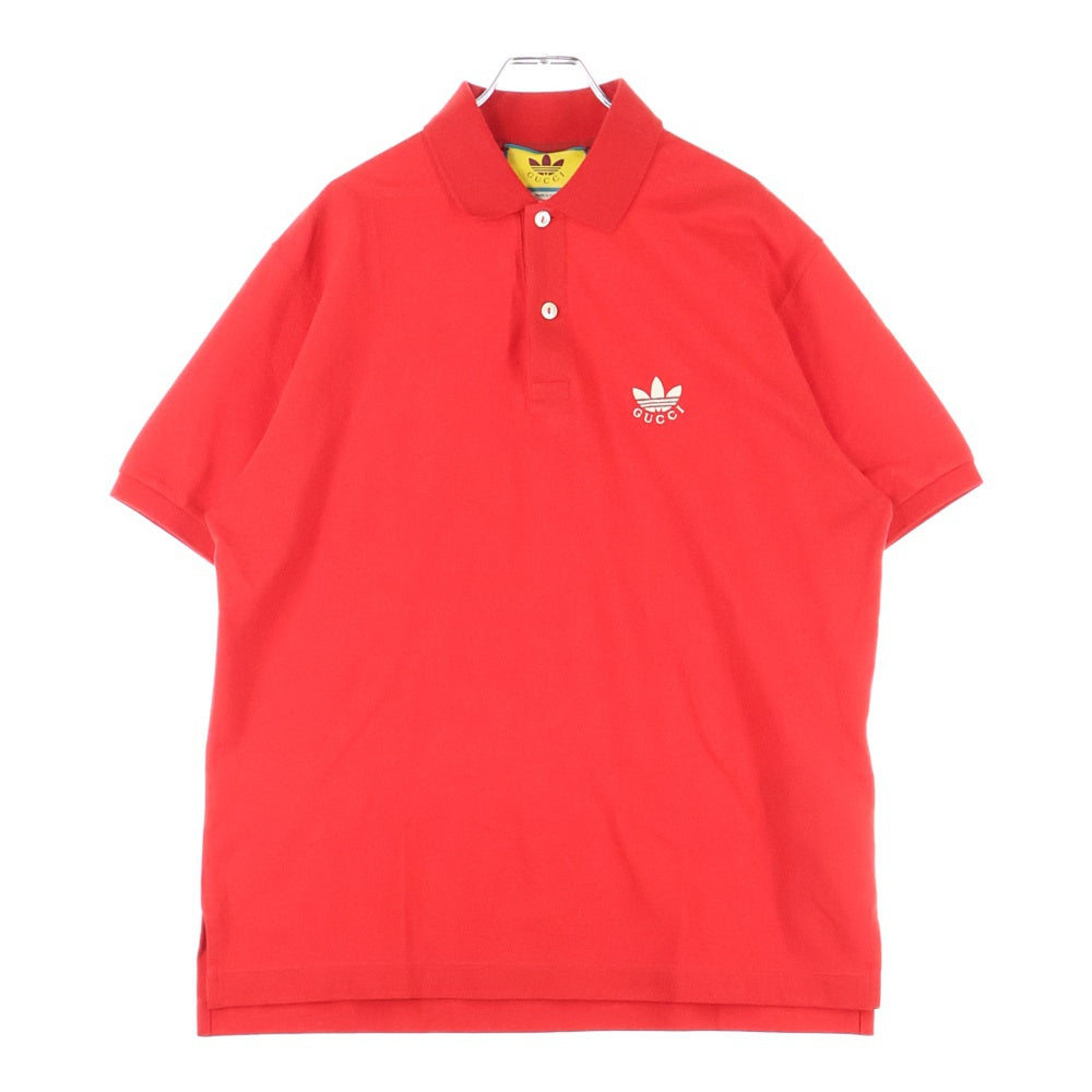 GUCCI(グッチ) 22AW ×adidas POLO SHIRTS アディダス ロゴ刺繍半袖ポロシャツ レッド 700497