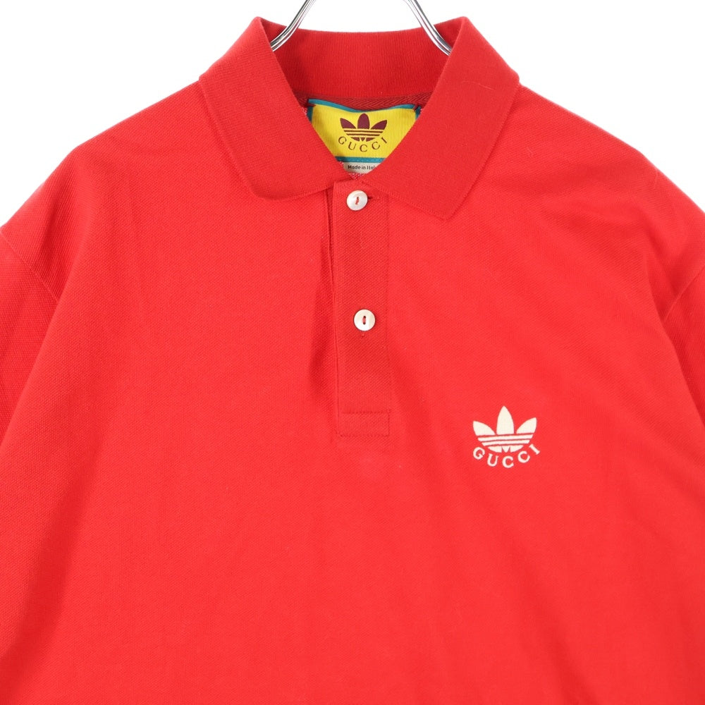 GUCCI(グッチ) 22AW ×adidas POLO SHIRTS アディダス ロゴ刺繍半袖ポロシャツ レッド 700497