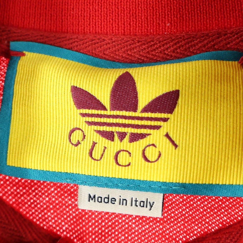 GUCCI(グッチ) 22AW ×adidas POLO SHIRTS アディダス ロゴ刺繍半袖ポロシャツ レッド 700497