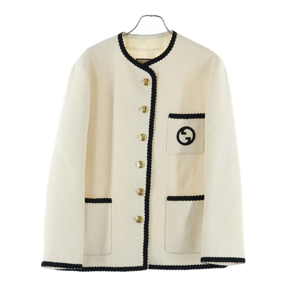 GUCCI(グッチ) エンブロイダリー付きレトロツイードジャケット アイボリー 749578 ZANIZ