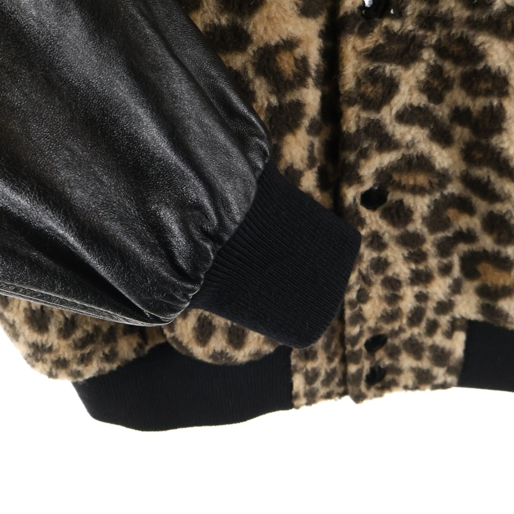CELINE(セリーヌ) Teddy Jacket In Leopard Print Fleece With Embroidered Patch エンブロイダリーパッチレオパードプリントフリース テディジャケット ブラウン 2V22L823R