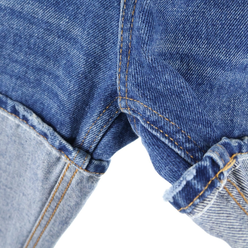 MM6 Maison Margiela(エムエムシックスメゾンマルジェラ) 23SS スプライスド 再構築ボタンフライワイドロングデニムパンツ ジーンズ インディゴ レディース S52LA0185