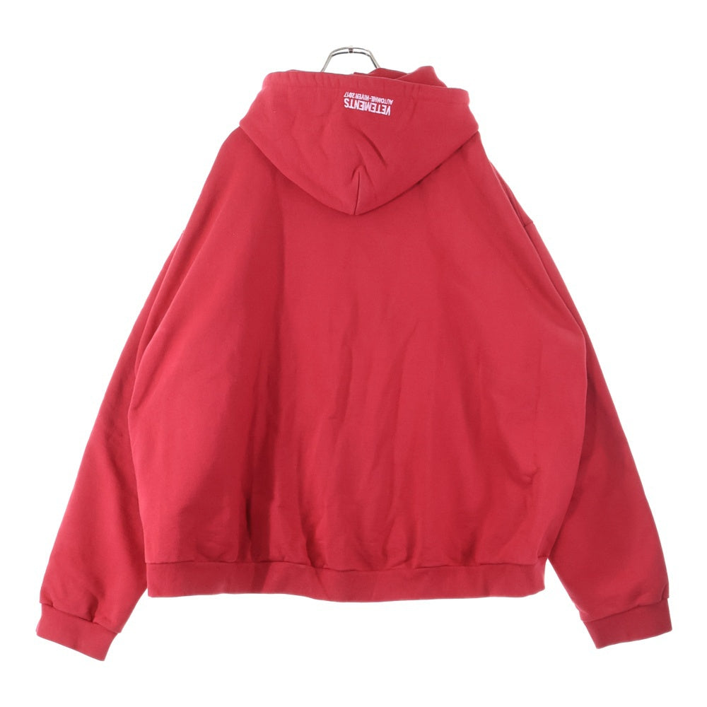 VETEMENTS(ヴェトモン) 16AW Metal Logo Hoodie MF17TP16 韓国限定 メタルロゴフーディ スウェットプルオーバーパーカー レッド