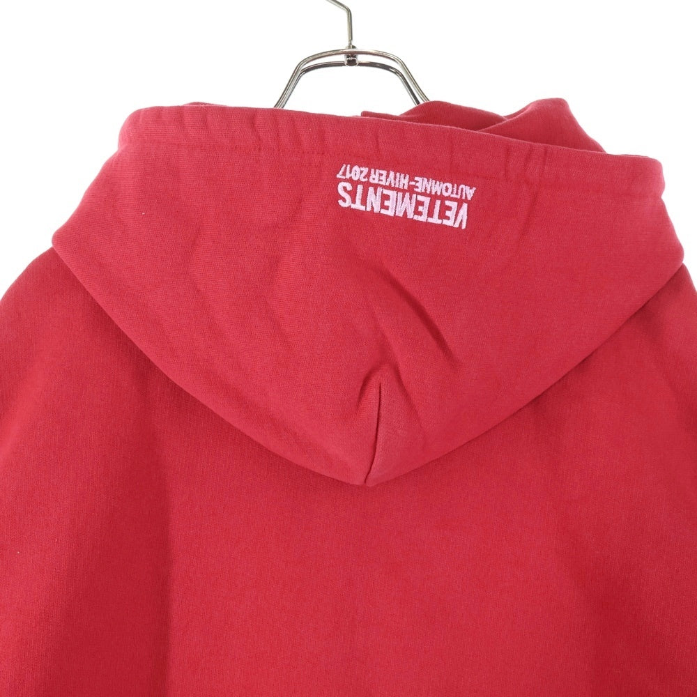 VETEMENTS(ヴェトモン) 16AW Metal Logo Hoodie MF17TP16 韓国限定 メタルロゴフーディ スウェットプルオーバーパーカー レッド