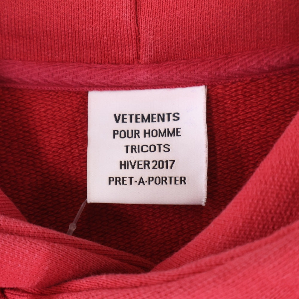 VETEMENTS(ヴェトモン) 16AW Metal Logo Hoodie MF17TP16 韓国限定 メタルロゴフーディ スウェットプルオーバーパーカー レッド