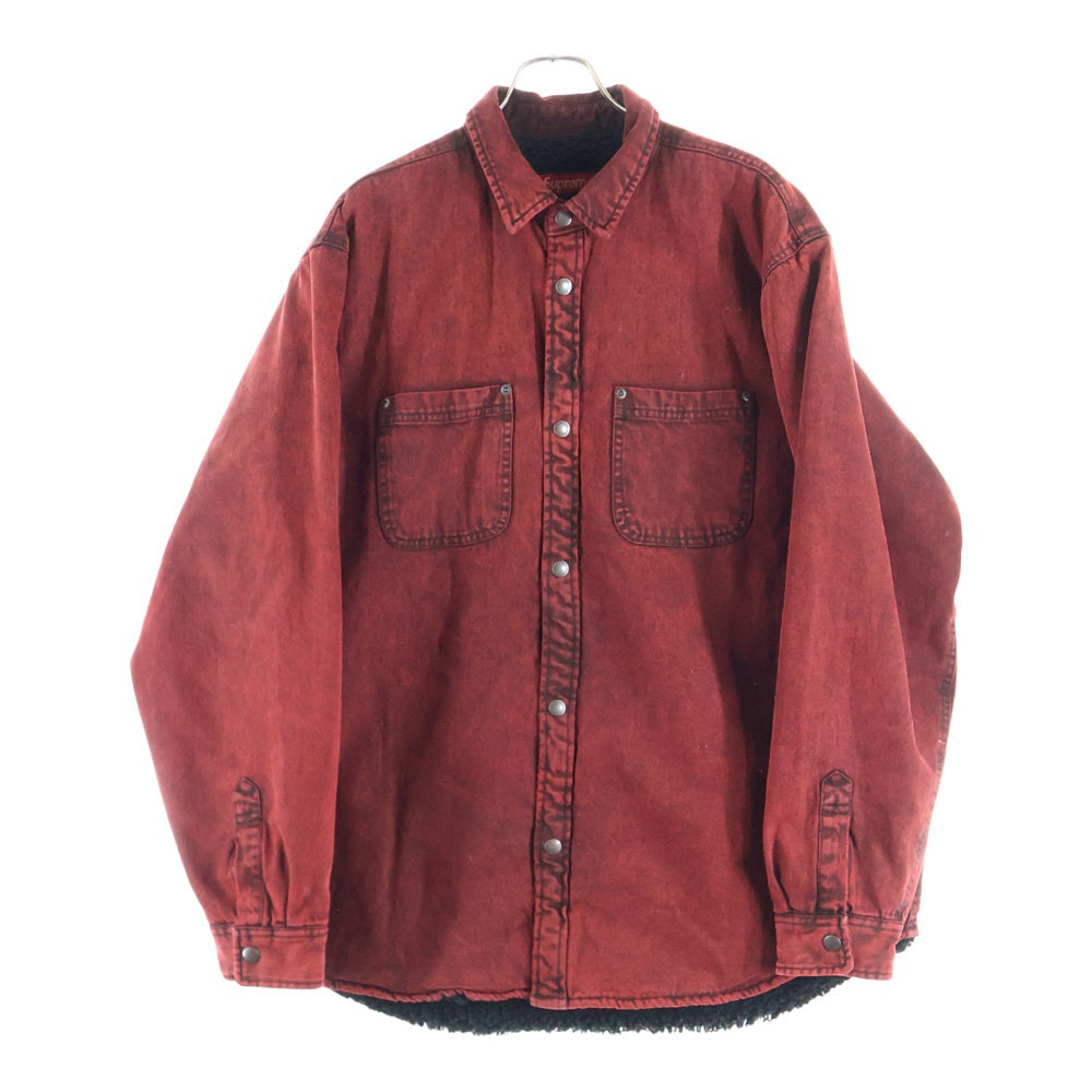 SUPREME(シュプリーム) 24AW Faux Shearling Lined Work Shirt フェイクシアリング ロゴエンブロイダリー ワークジャケット レッド