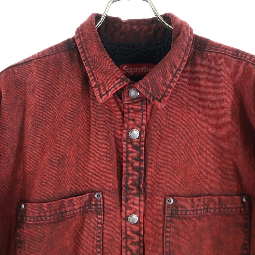 SUPREME(シュプリーム) 24AW Faux Shearling Lined Work Shirt フェイクシアリング ロゴエンブロイダリー ワークジャケット レッド