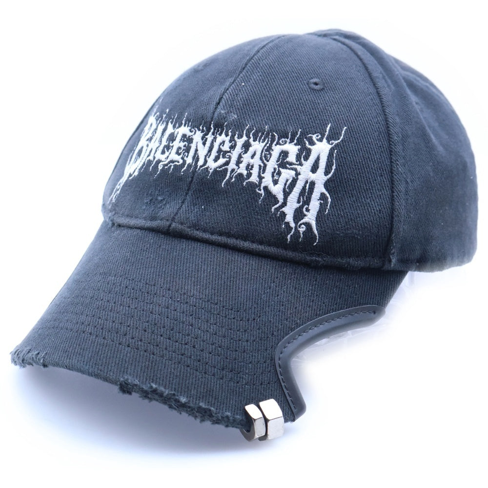 BALENCIAGA(バレンシアガ) DIY Metal Outline メタル アウトライン フロントロゴ刺繍 ベースボールキャップ 帽子 ブラック 98609