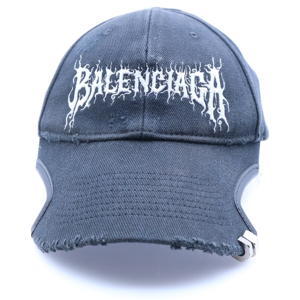 BALENCIAGA(バレンシアガ) DIY Metal Outline メタル アウトライン フロントロゴ刺繍 ベースボールキャップ 帽子 ブラック 98609