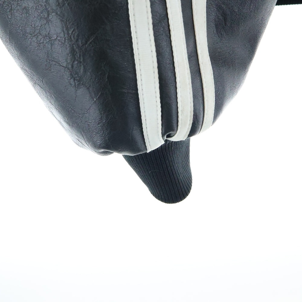 adidas Originals(アディダスオリジナルス) Vintage Fake Leather Jacket ヴィンテージ フーデッド フェイクレザージャケット ブラック JX9225