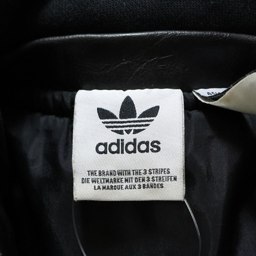 adidas Originals(アディダスオリジナルス) Vintage Fake Leather Jacket ヴィンテージ フーデッド フェイクレザージャケット ブラック JX9225