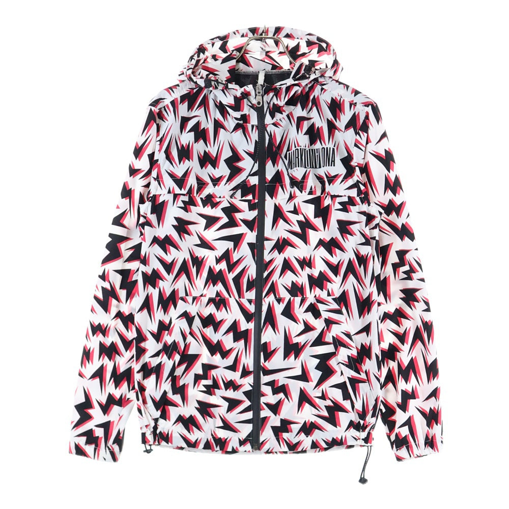 MARK&LONA(マークアンドロナ) 18SS フロントロゴ 総柄 ジップアップジャケット フーディ ピンク/ホワイト/ブラック ML-18S-D10