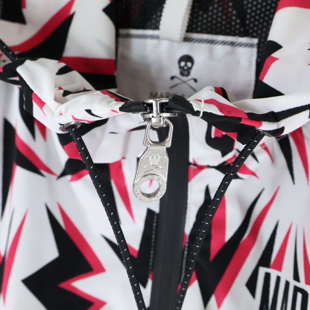 MARK&LONA(マークアンドロナ) 18SS フロントロゴ 総柄 ジップアップジャケット フーディ ピンク/ホワイト/ブラック ML-18S-D10