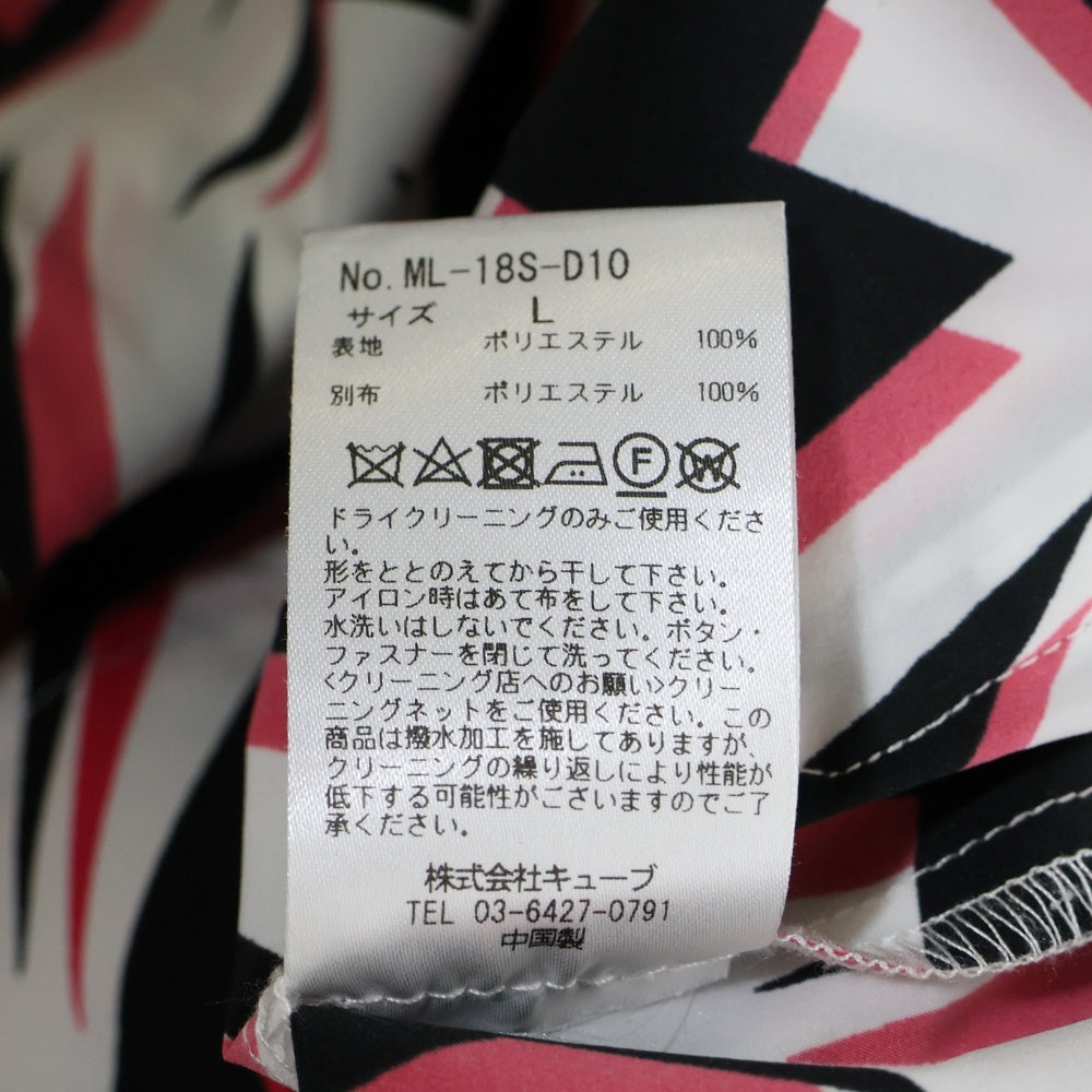 MARK&LONA(マークアンドロナ) 18SS フロントロゴ 総柄 ジップアップジャケット フーディ ピンク/ホワイト/ブラック ML-18S-D10