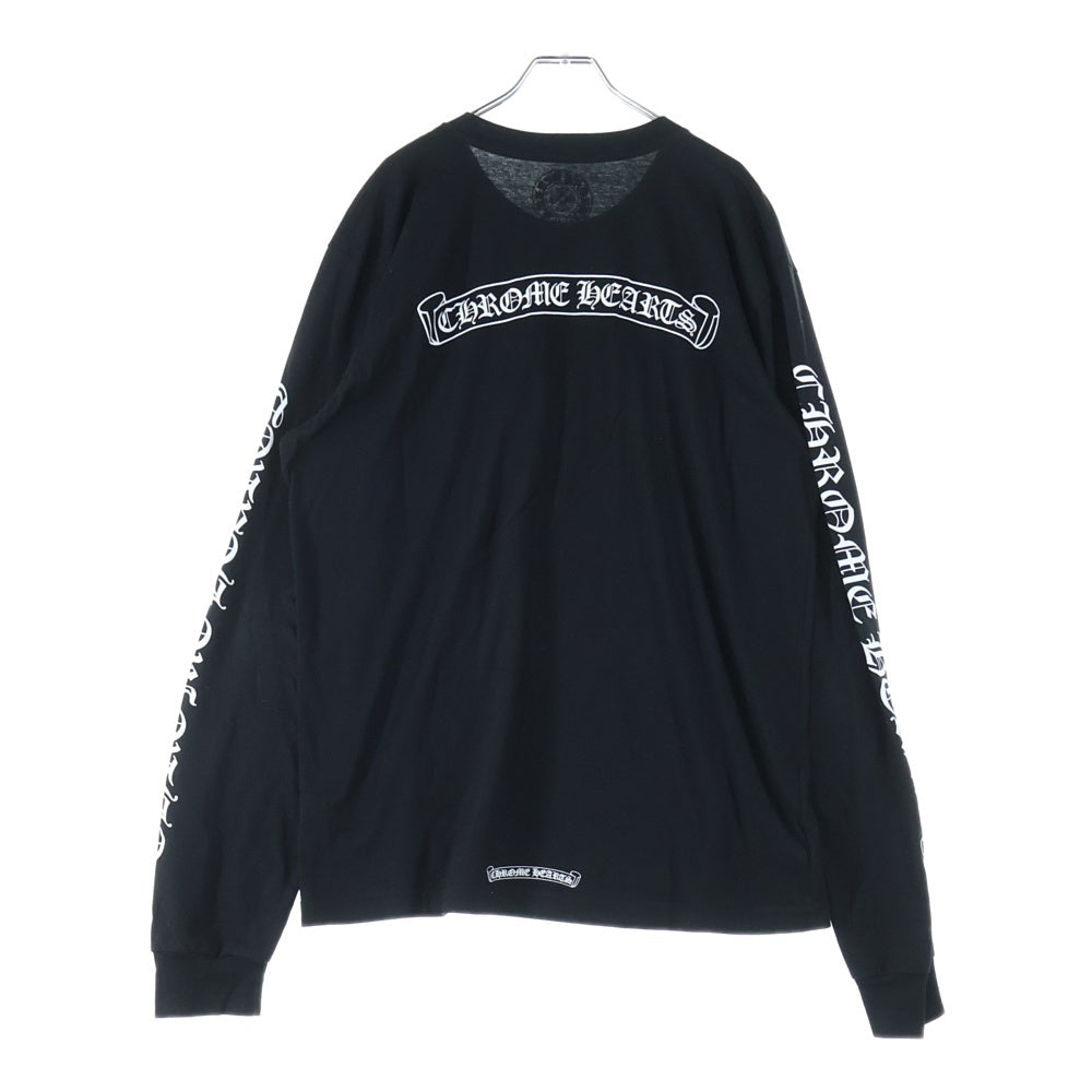 CHROME HEARTS(クロムハーツ) CH SCROLL LABEL スクロールラベル アームプリント クルーネック長袖Tシャツカットソー ロングスリーブ ロンT ブラック