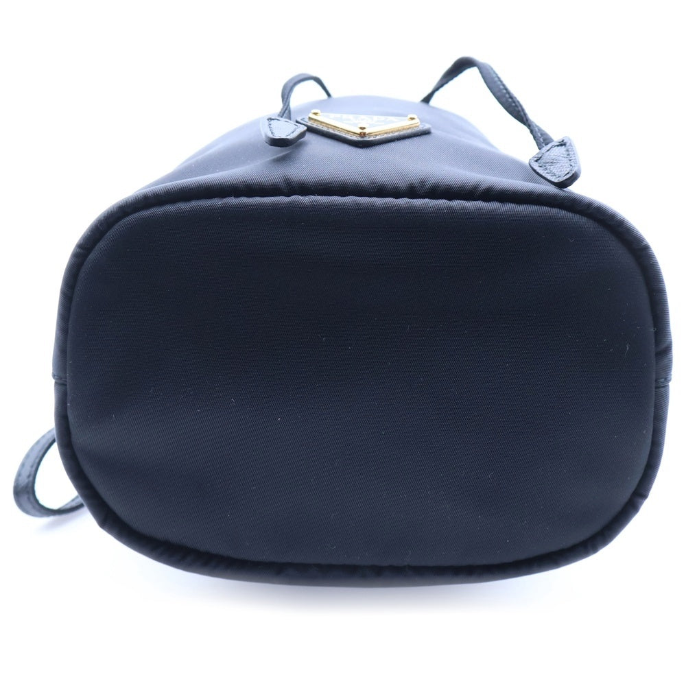 PRADA(プラダ) Re-Nylon Pouch 15542 1NS369 リナイロン トライアングルロゴ ポーチ 巾着 ゴールド金具 ブラック/ゴールド