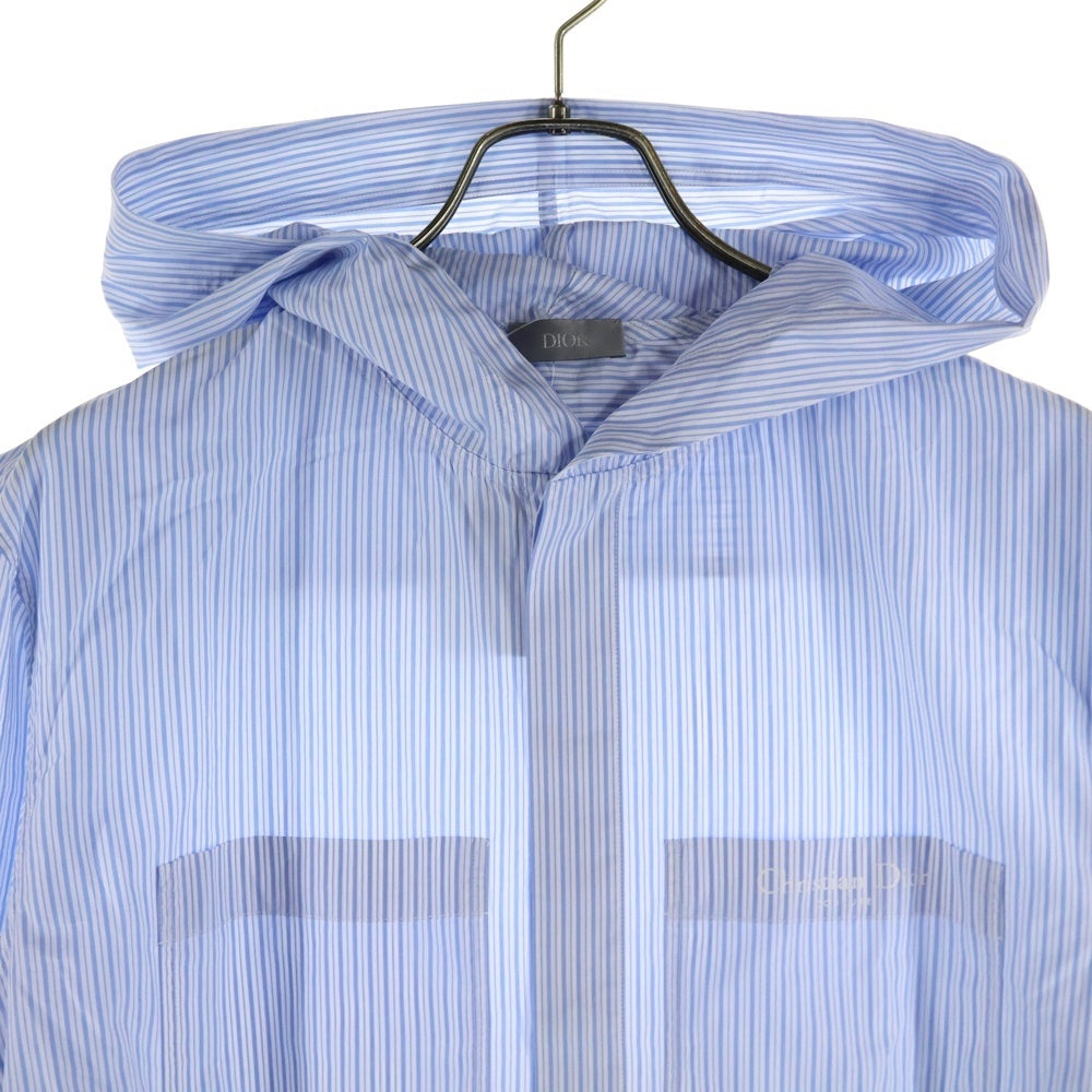 DIOR(ディオール) COUTURE HOODED SHIRT 483C558A5978 フード付きストライプ長袖シャツ ライトブルー