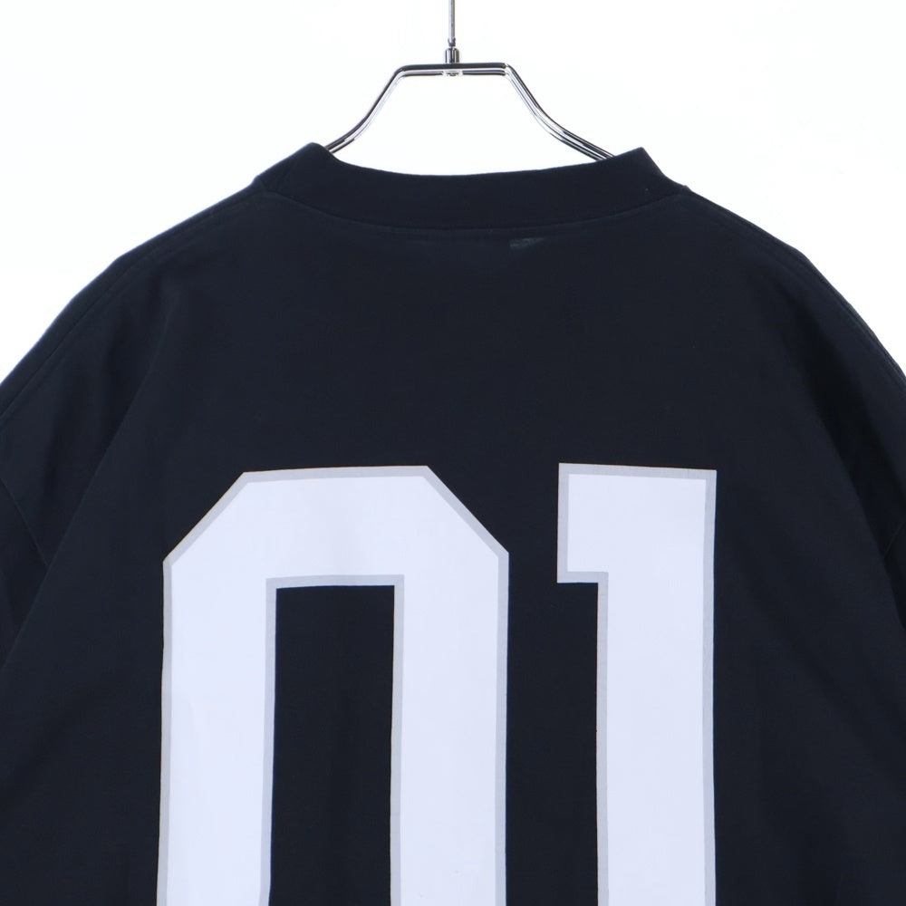 BALENCIAGA(バレンシアガ) 25SS BASKETBALL SERIES 787349 TRVW9 バスケットシリーズ ロゴ刺繍デザイン クルーネック半袖Tシャツカットソー ブラック