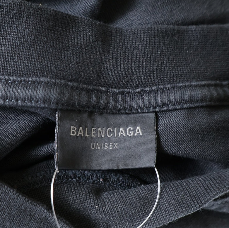 BALENCIAGA(バレンシアガ) 25SS BASKETBALL SERIES 787349 TRVW9 バスケットシリーズ ロゴ刺繍デザイン クルーネック半袖Tシャツカットソー ブラック