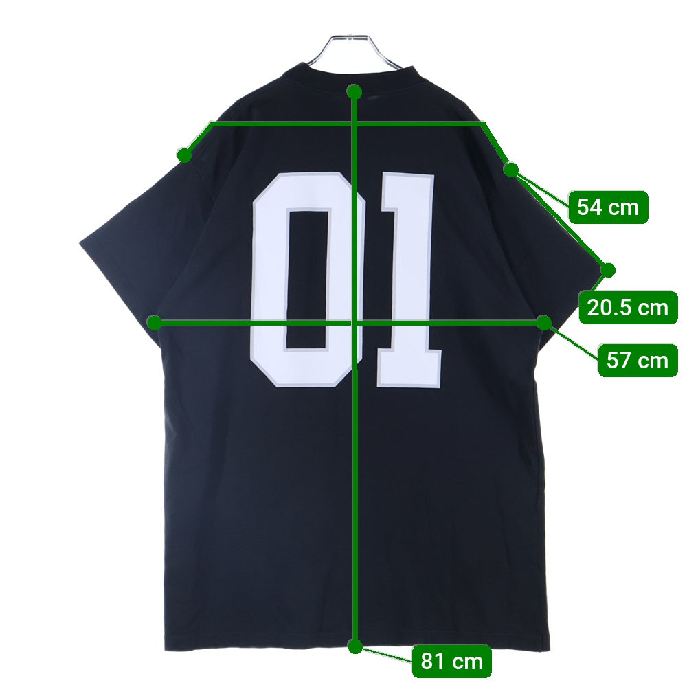 BALENCIAGA(バレンシアガ) 25SS BASKETBALL SERIES 787349 TRVW9 バスケットシリーズ ロゴ刺繍デザイン クルーネック半袖Tシャツカットソー ブラック