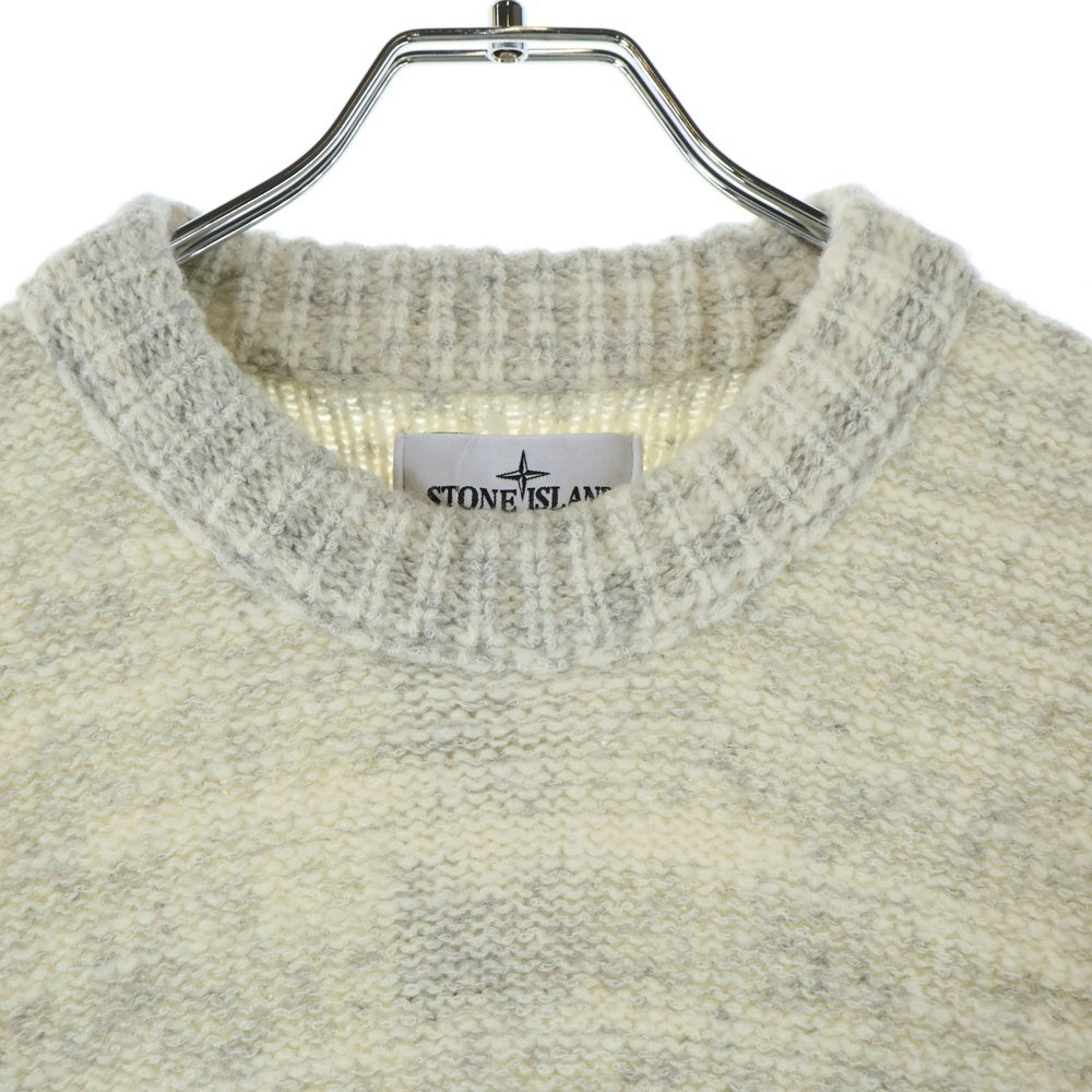 STONE ISLAND(ストーンアイランド) Wool Nylon Yarn Crewneck 7915532D3 V0097 ウール ナイロン クルーネック長袖ニットセーター アイボリー