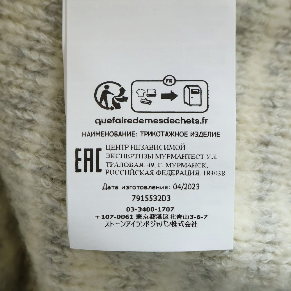 STONE ISLAND(ストーンアイランド) Wool Nylon Yarn Crewneck 7915532D3 V0097 ウール ナイロン クルーネック長袖ニットセーター アイボリー
