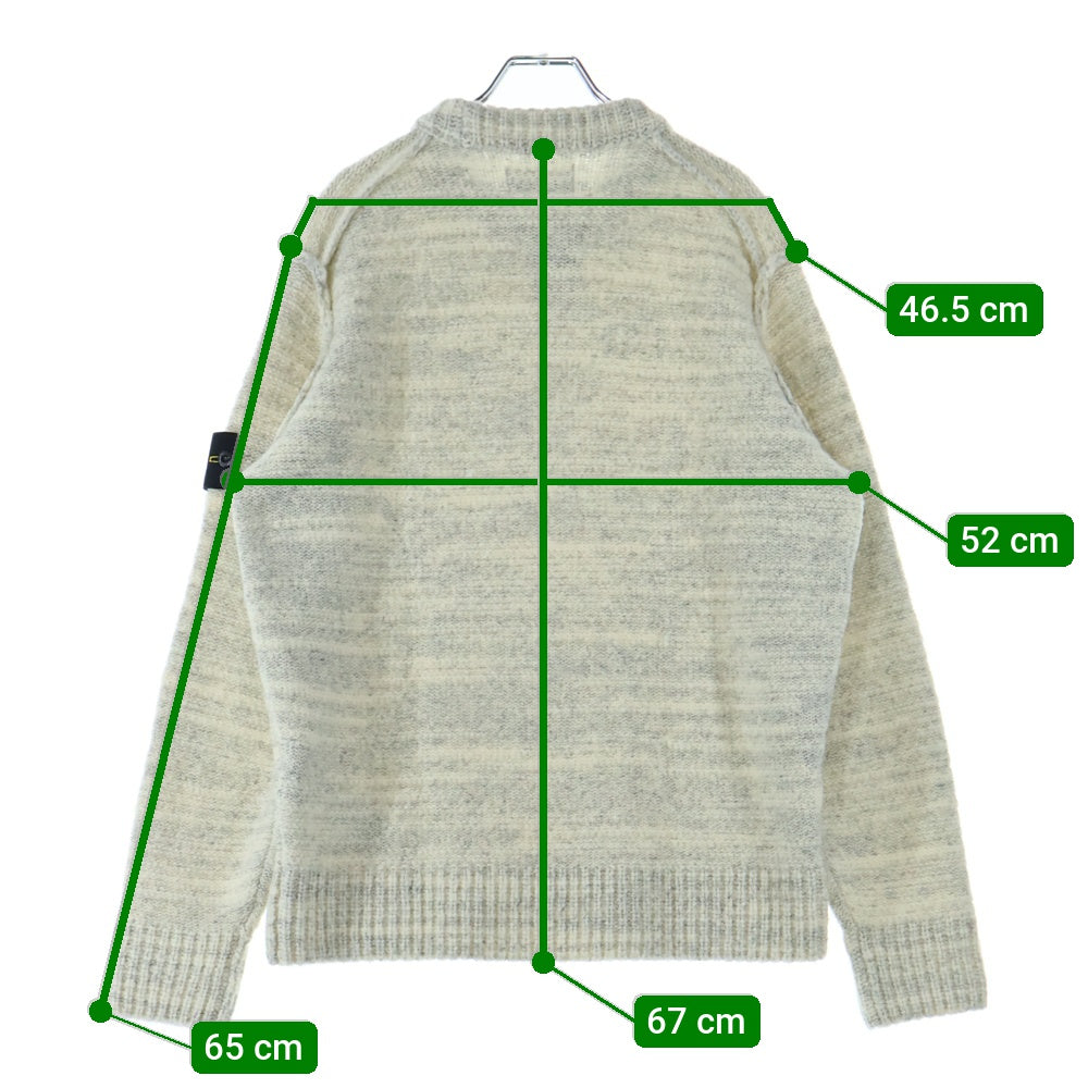 STONE ISLAND(ストーンアイランド) Wool Nylon Yarn Crewneck 7915532D3 V0097 ウール ナイロン クルーネック長袖ニットセーター アイボリー