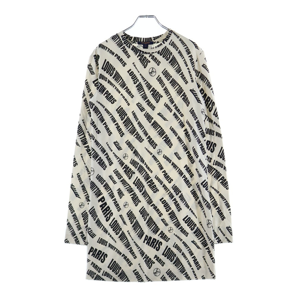 LOUIS VUITTON(ルイヴィトン) 21AW Slanted Signature Sporty T-shirt シグネチャーロゴ ロングスリーブ長袖Tシャツカットソー ロンT ホワイト レディース RW212B IM2 FLRO30