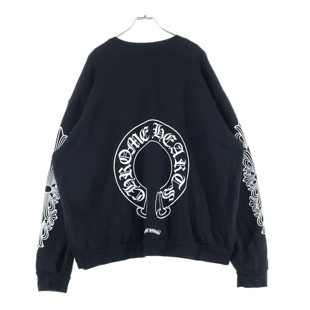 CHROME HEARTS(クロムハーツ) SWTSHRT PLVR バックホースシュー袖フローラルプリントスウェットトレーナー ブラック