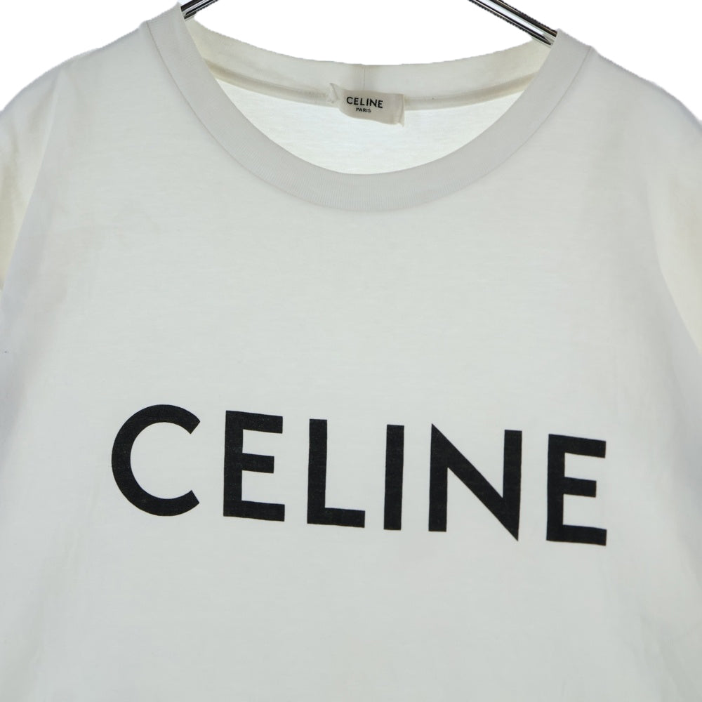 CELINE(セリーヌ) LOGO PRINT T-SHIRTS ロゴプリントコットンジャージー クルーネック半袖Tシャツ 半袖カットソー ホワイト 2X681671Q