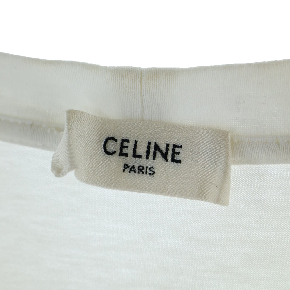CELINE(セリーヌ) LOGO PRINT T-SHIRTS ロゴプリントコットンジャージー クルーネック半袖Tシャツ 半袖カットソー ホワイト 2X681671Q