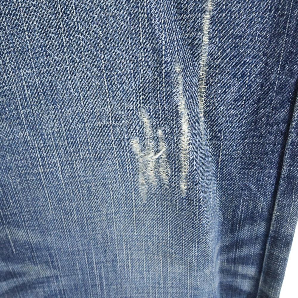 BURBERRY BLACK LABEL(バーバリー ブラックレーベル) バックロゴラベル ダメージ加工 ストレートデニムパンツ ジーンズ インディゴ BMS07-712-28