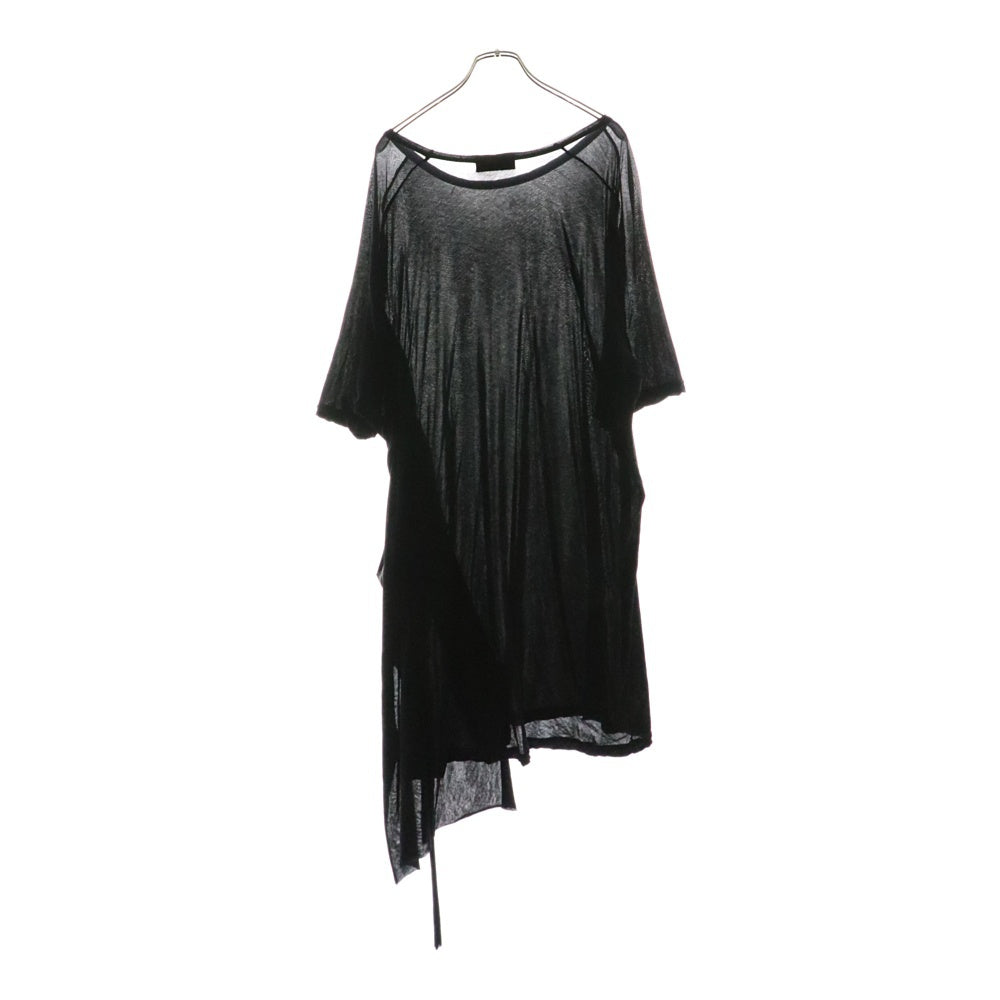 Yohji Yamamoto POUR HOMME(ヨウジヤマモト プールオム) アシンメトリー コットン クルーネック半袖Tシャツカットソー ブラック HS-T15-075