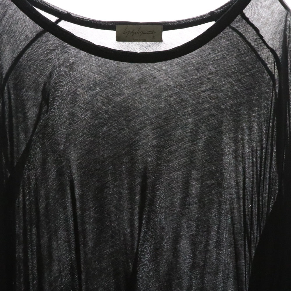 Yohji Yamamoto POUR HOMME(ヨウジヤマモト プールオム) アシンメトリー コットン クルーネック半袖Tシャツカットソー ブラック HS-T15-075