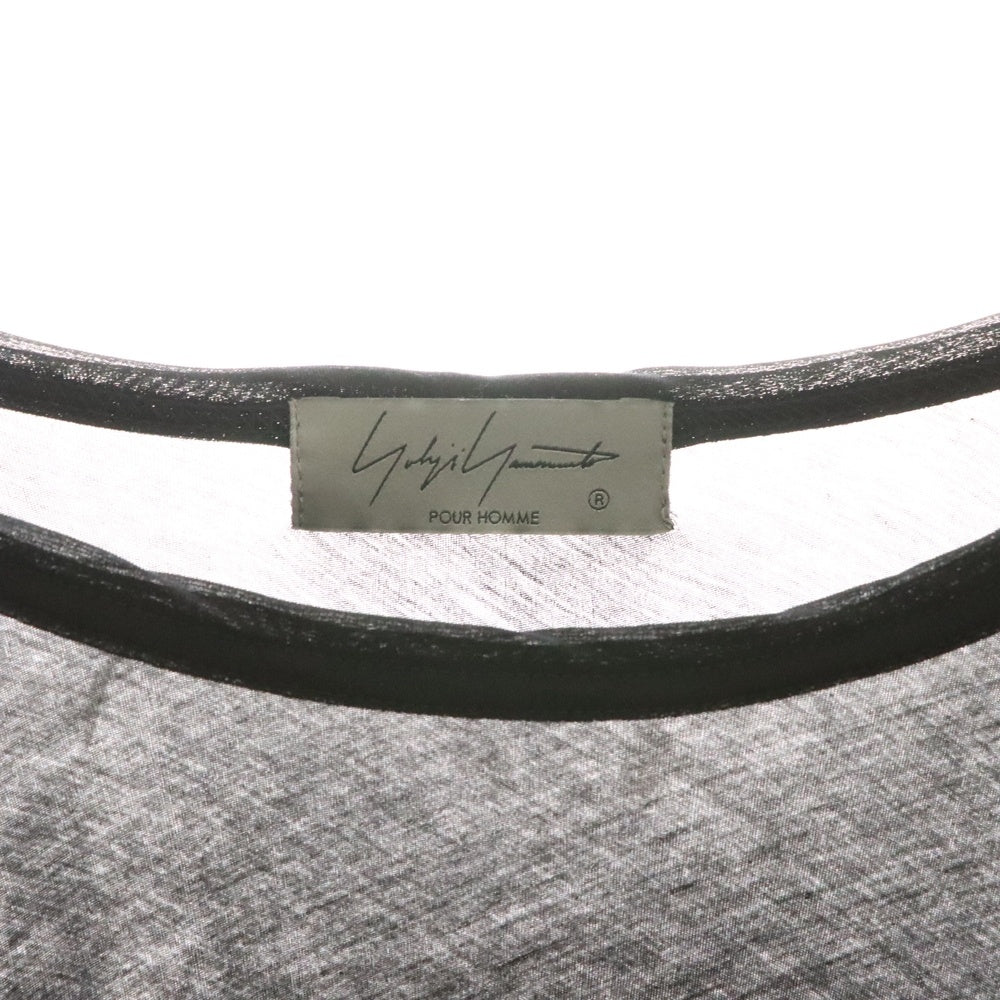 Yohji Yamamoto POUR HOMME(ヨウジヤマモト プールオム) アシンメトリー コットン クルーネック半袖Tシャツカットソー ブラック HS-T15-075