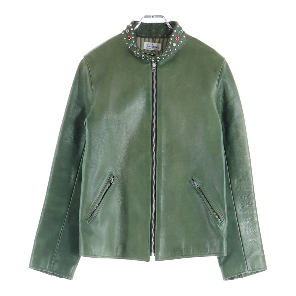 O.C CREW(オーシークルー) ALEX STUDS SINGLE LEATHER JACKET スタッズ レザージャケット グリーン