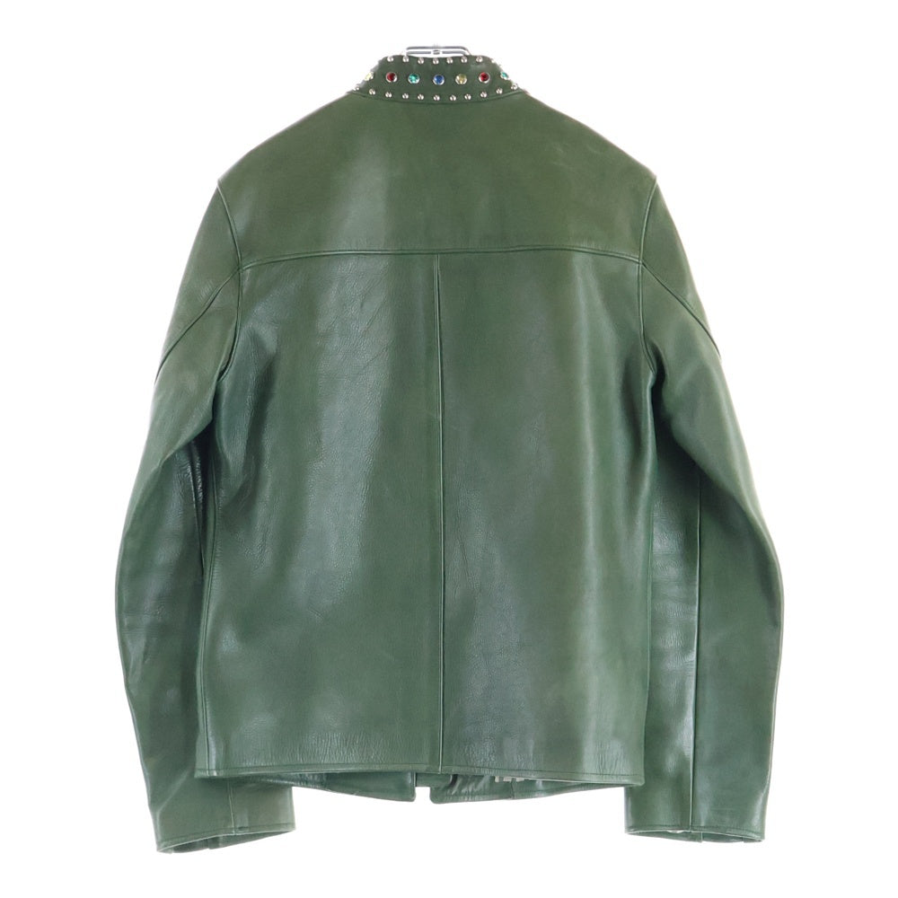 O.C CREW(オーシークルー) ALEX STUDS SINGLE LEATHER JACKET スタッズ レザージャケット グリーン