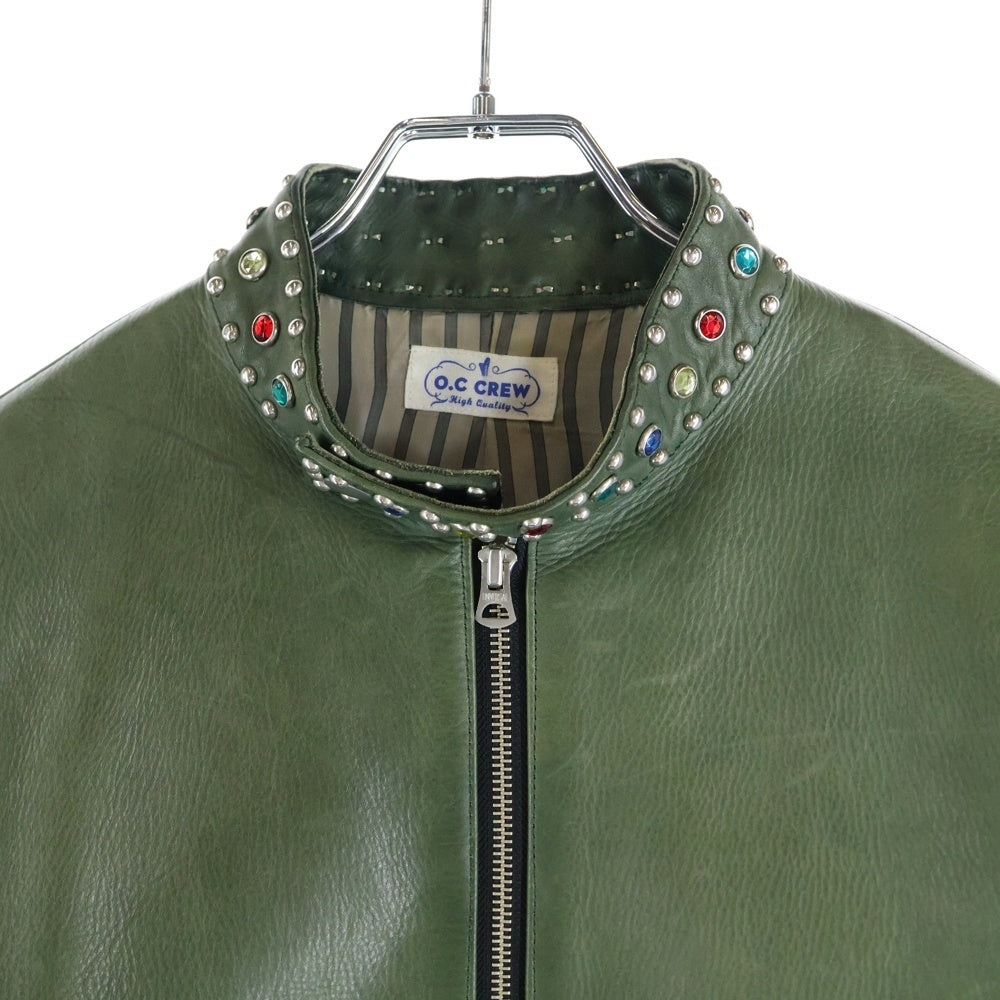 O.C CREW(オーシークルー) ALEX STUDS SINGLE LEATHER JACKET スタッズ レザージャケット グリーン