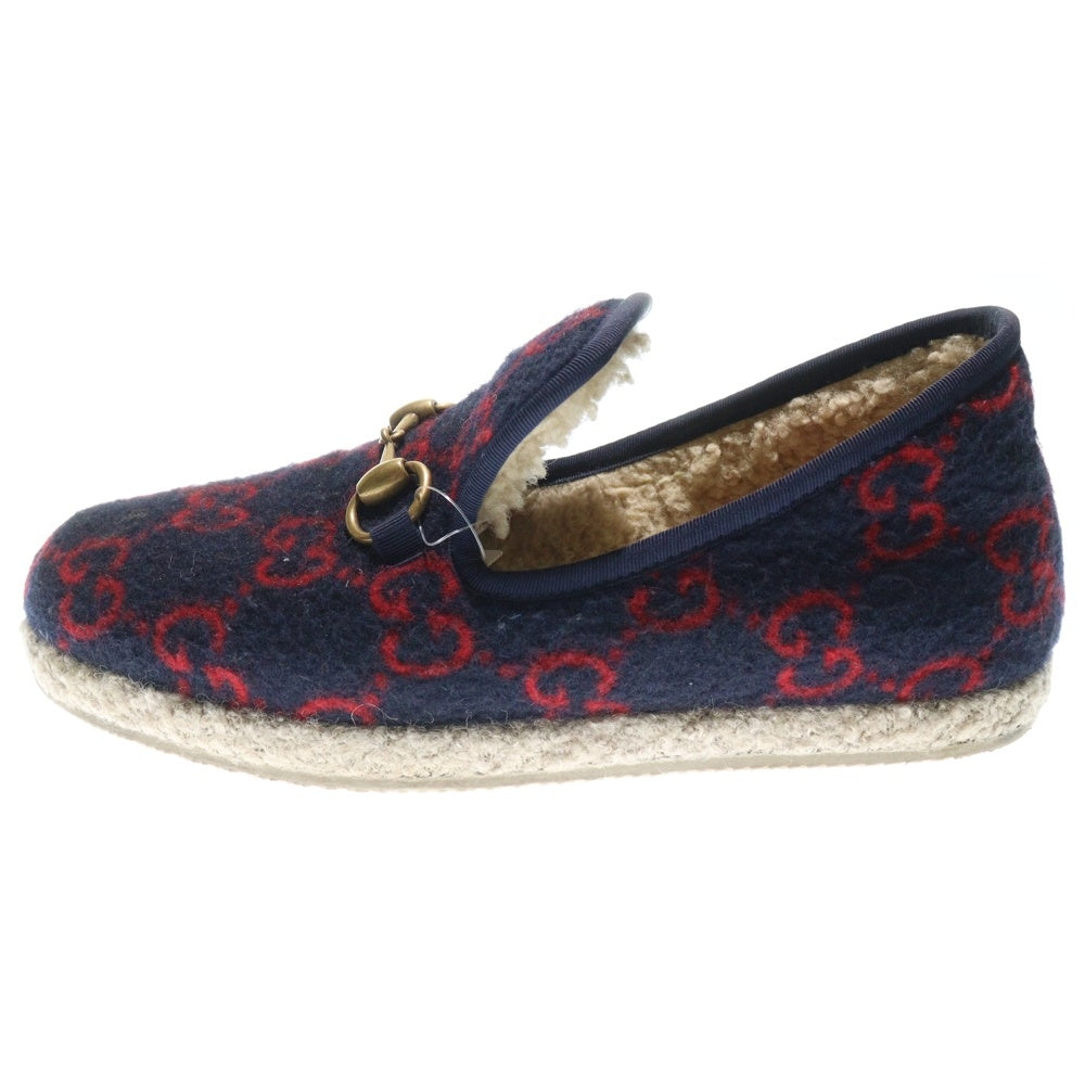 GUCCI(グッチ) 20AW Fria Horsebit Espadrille GG Loafers GGロゴ ホースビット スリッポン ローファー ネイビー レディース 575850