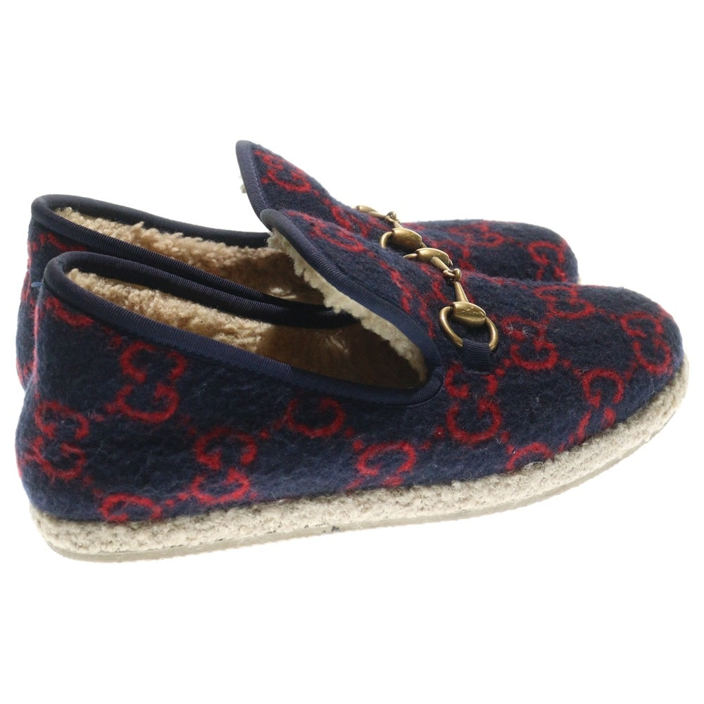 GUCCI(グッチ) 20AW Fria Horsebit Espadrille GG Loafers GGロゴ ホースビット スリッポン ローファー ネイビー レディース 575850
