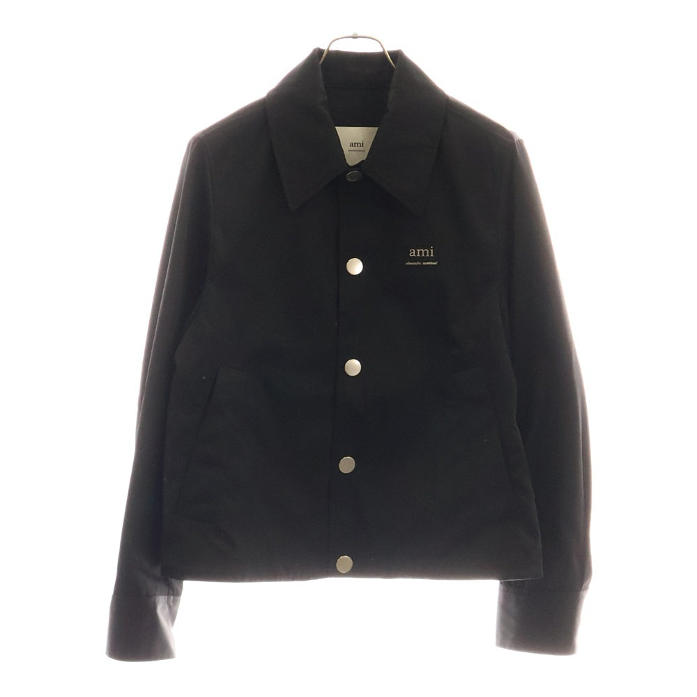 AMI Alexandre Mattiussi(アミアレクサンドルマテュッシ) Nylon Technicaltwill Jacket UJK242 PA0007 テクニカルツイル ボタンナイロンジャケット ブラック