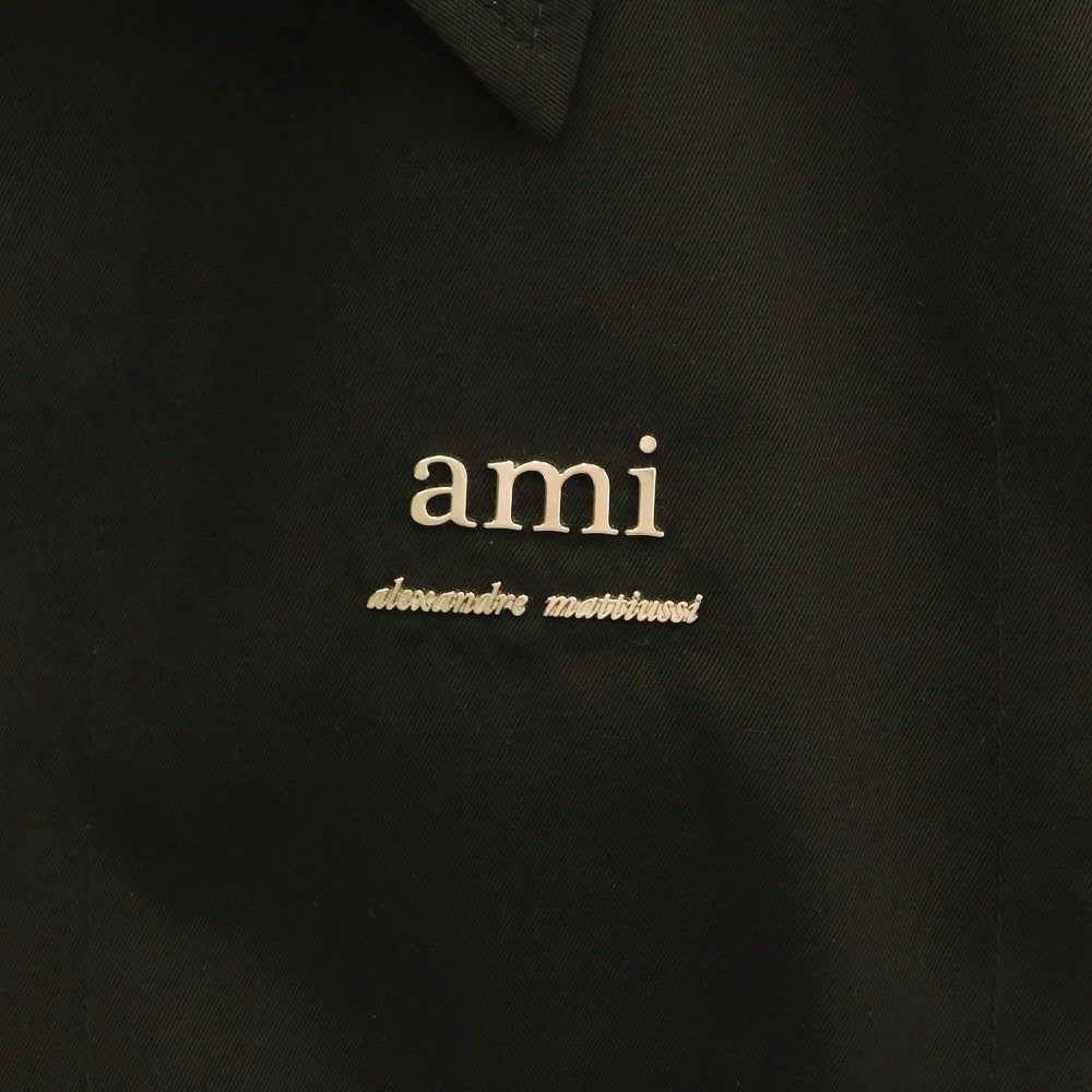 AMI Alexandre Mattiussi(アミアレクサンドルマテュッシ) Nylon Technicaltwill Jacket UJK242 PA0007 テクニカルツイル ボタンナイロンジャケット ブラック
