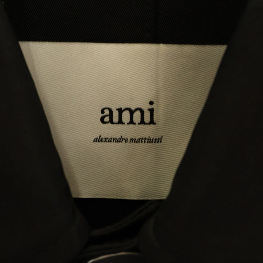 AMI Alexandre Mattiussi(アミアレクサンドルマテュッシ) Nylon Technicaltwill Jacket UJK242 PA0007 テクニカルツイル ボタンナイロンジャケット ブラック